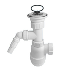 MRSK3 Сифон бутылочный (1 1/2"х40мм) с выпуском (70мм нержавеющая решетка), пробкой и адаптером под