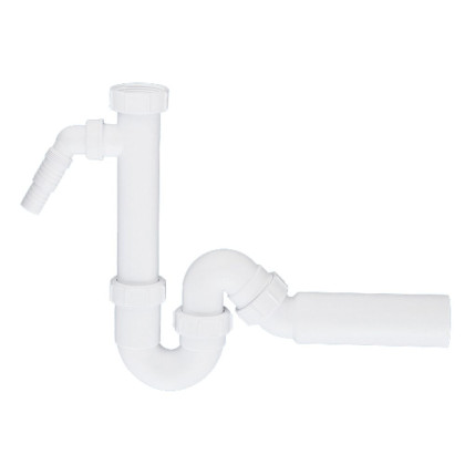 MRSK4A Сифон трубный P/S-образный (1 1/2"х40мм) без выпуска с адаптером под угломдля слива бытовой