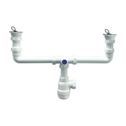 MRSK5-AB Сифон бутылочный (1 1/2"х40мм) для 2-х раковин с выпусками (70мм нержавеющие решетки), про