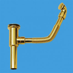 DECOCLPVD Слив-перелив (L280ммхD25мм, 60мм сливная решетка и пробка тип-"кнопка") латунный под круг