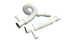 MRMF205W Труба гофрированная раздвижная (L300-500мм, D50мм) с адаптером для слива бытовой техники;