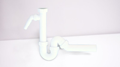 MRSK6A Сифон трубный P/S-образный (1 1/2"х40мм) без выпуска с адаптером под углом для слива бытовой