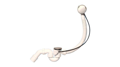 MRB2SC-PB Трап (1 1/2"х40мм) для ванн "стандартный" с автопереливом (L575ммхD34мм), металлическими