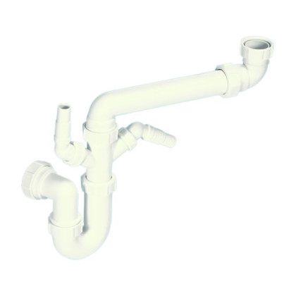 MRSK7-5571 Сифон трубный P/S-образный (1 1/2"х40мм) без выпуска, с отводом (вход 1 1/2"«мама», L285