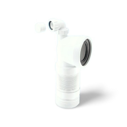 WC-F11RD Фановая раздвижная (L260-540мм) гофрированная труба под углом 90° с манжетой и компрессион