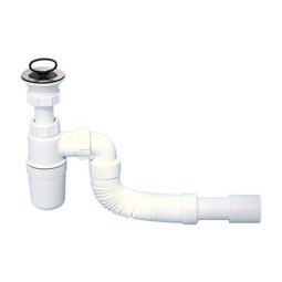 MRSK9 Сифон бутылочный (1 1/2"х32мм) с выпуском (70 мм нержавеющая решетка), пробкой и отводным раз