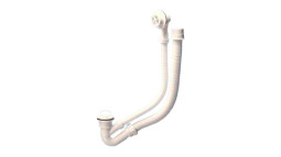 MRB4 Трап (1 1/2"х40мм) для ванн с переливом (L500ммхD25мм) с пластиковыми решетками, пробкой и гиб